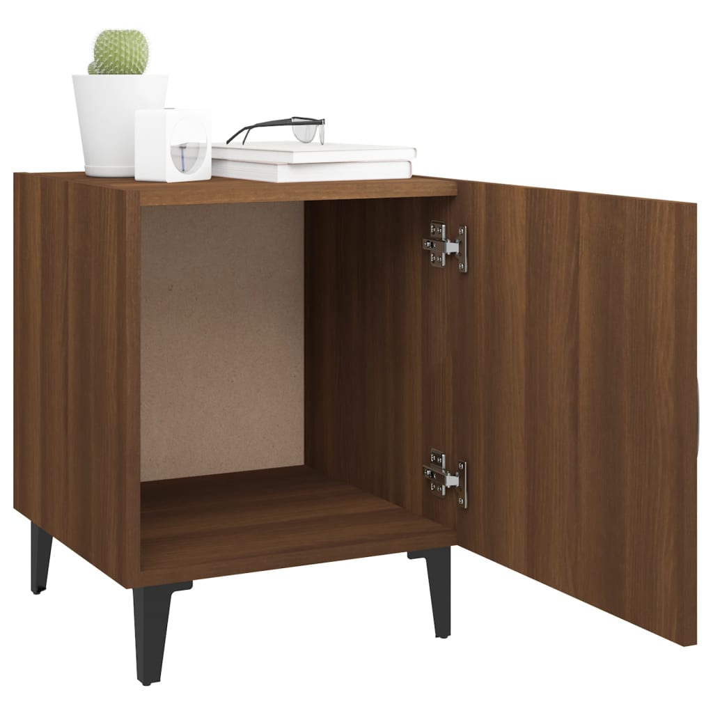 Mesita de noche madera contrachapada color roble marrón - Imagen 6