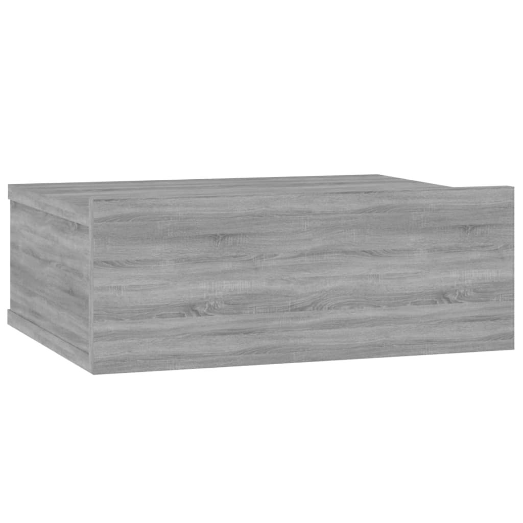 Mesita de noche flotante madera contrachapada gris 40x30x15cm - Imagen 2