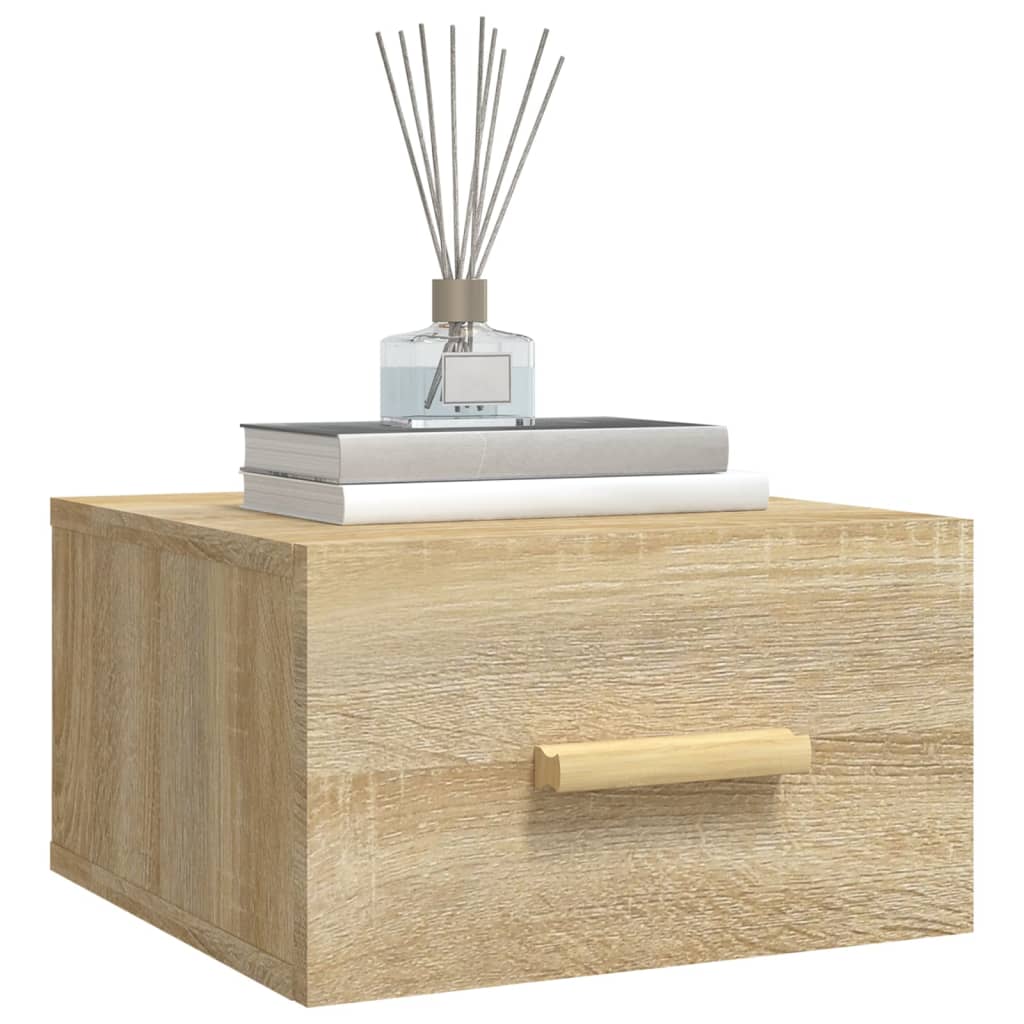 Mesita de noche de pared color roble Sonoma 35x35x20 cm - Imagen 4