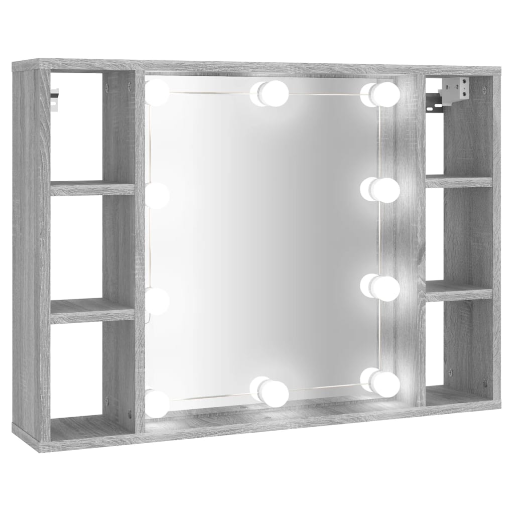 Mueble con espejo y LED color gris Sonoma 76x15x55 cm - Imagen 2