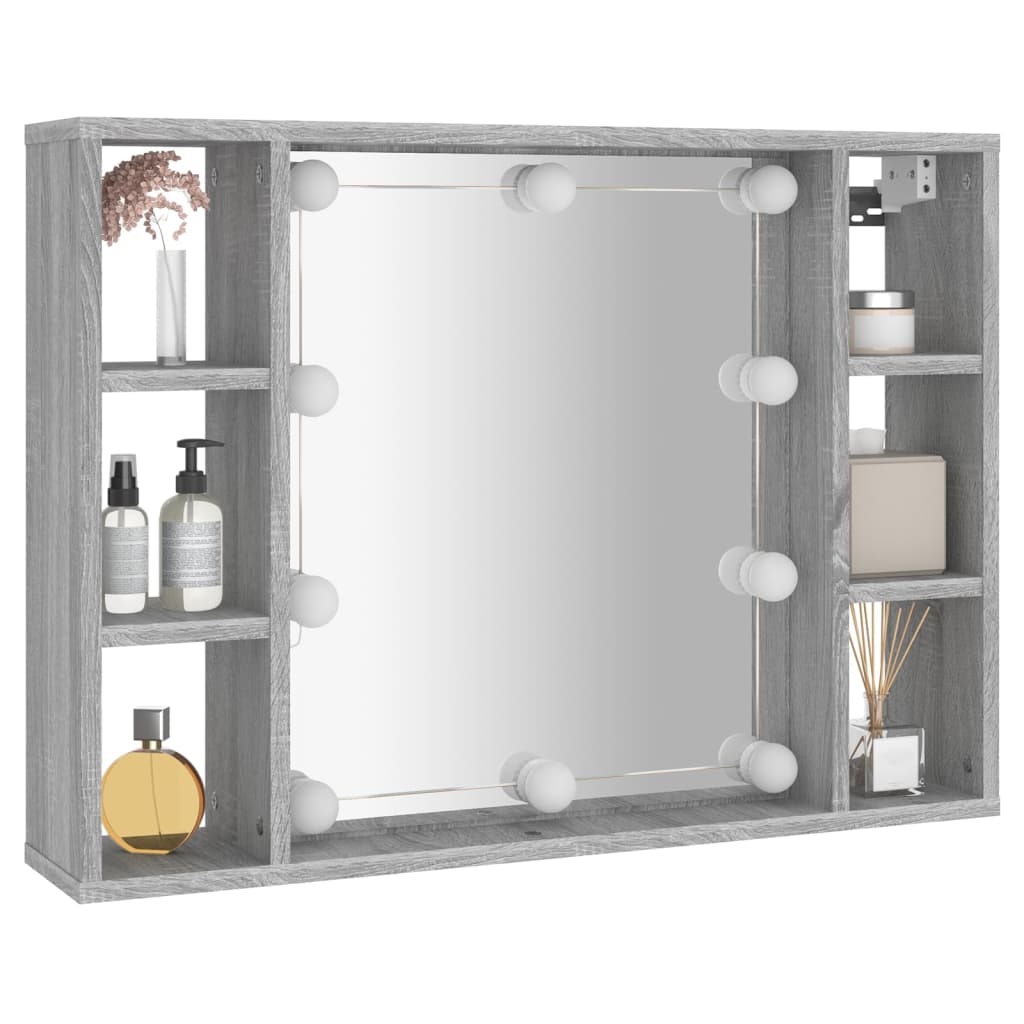 Mueble con espejo y LED color gris Sonoma 76x15x55 cm - Imagen 6