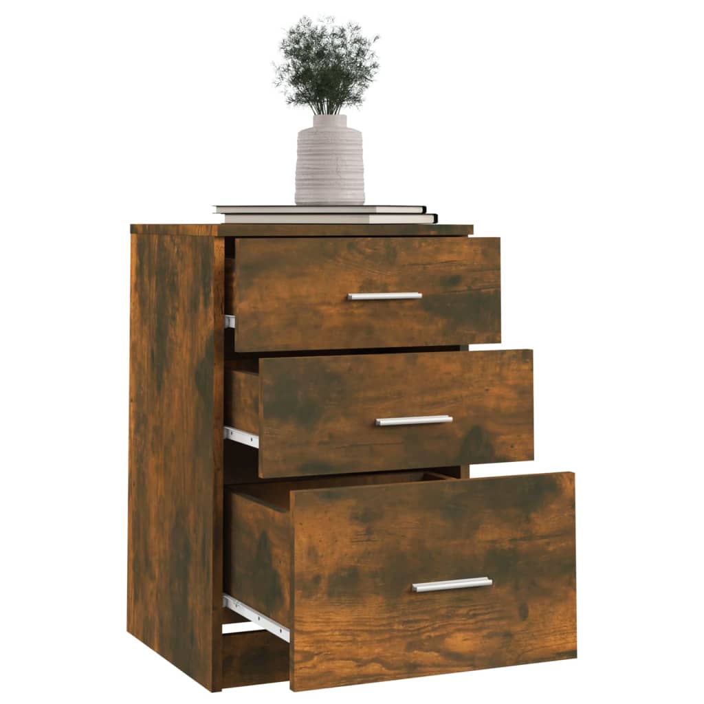 Mesita de noche madera contrachapada roble ahumado 40x40x63 cm - Imagen 5