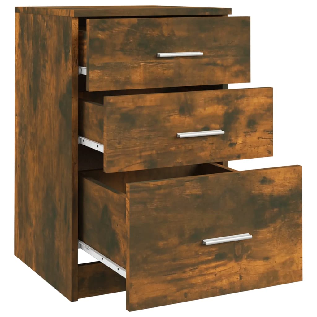 Mesita de noche madera contrachapada roble ahumado 40x40x63 cm - Imagen 8