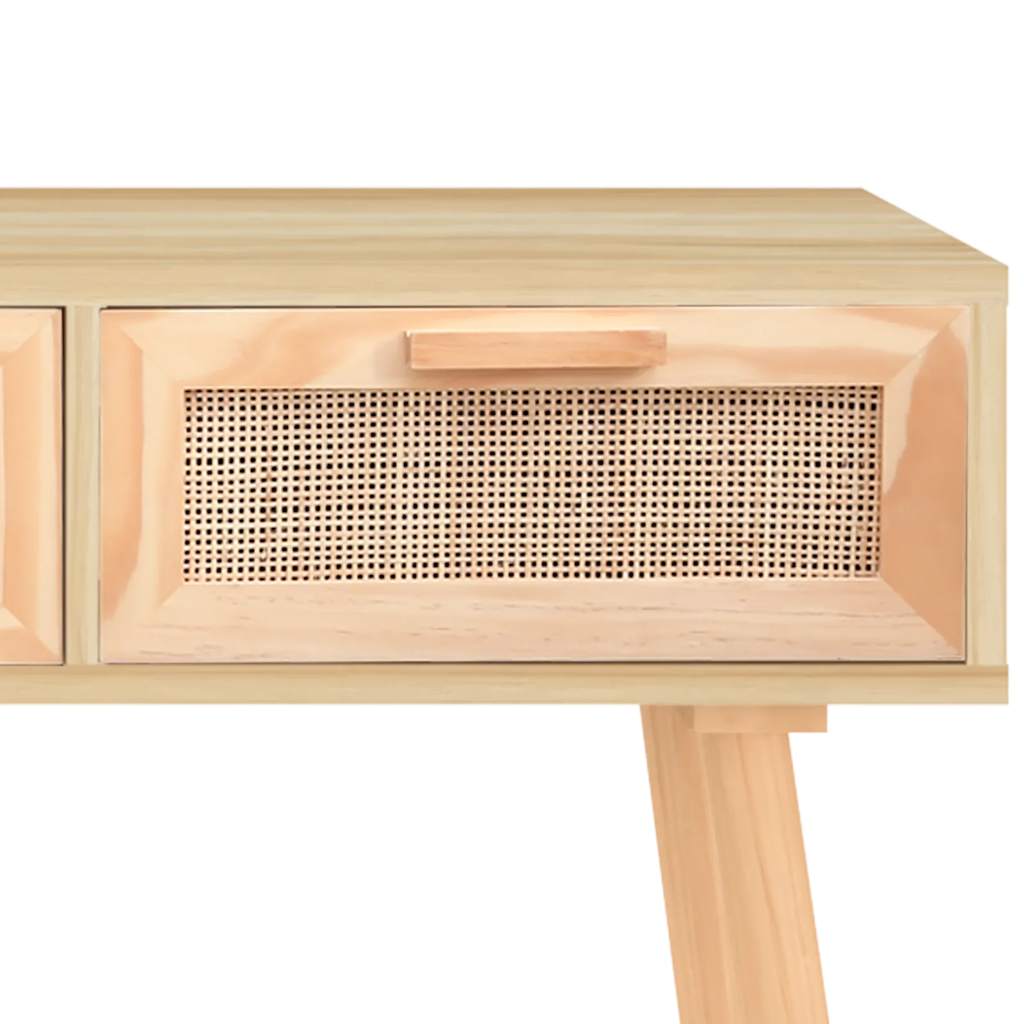 Mesa consola madera pino maciza ratán natural 105x30x75 cm - Imagen 7