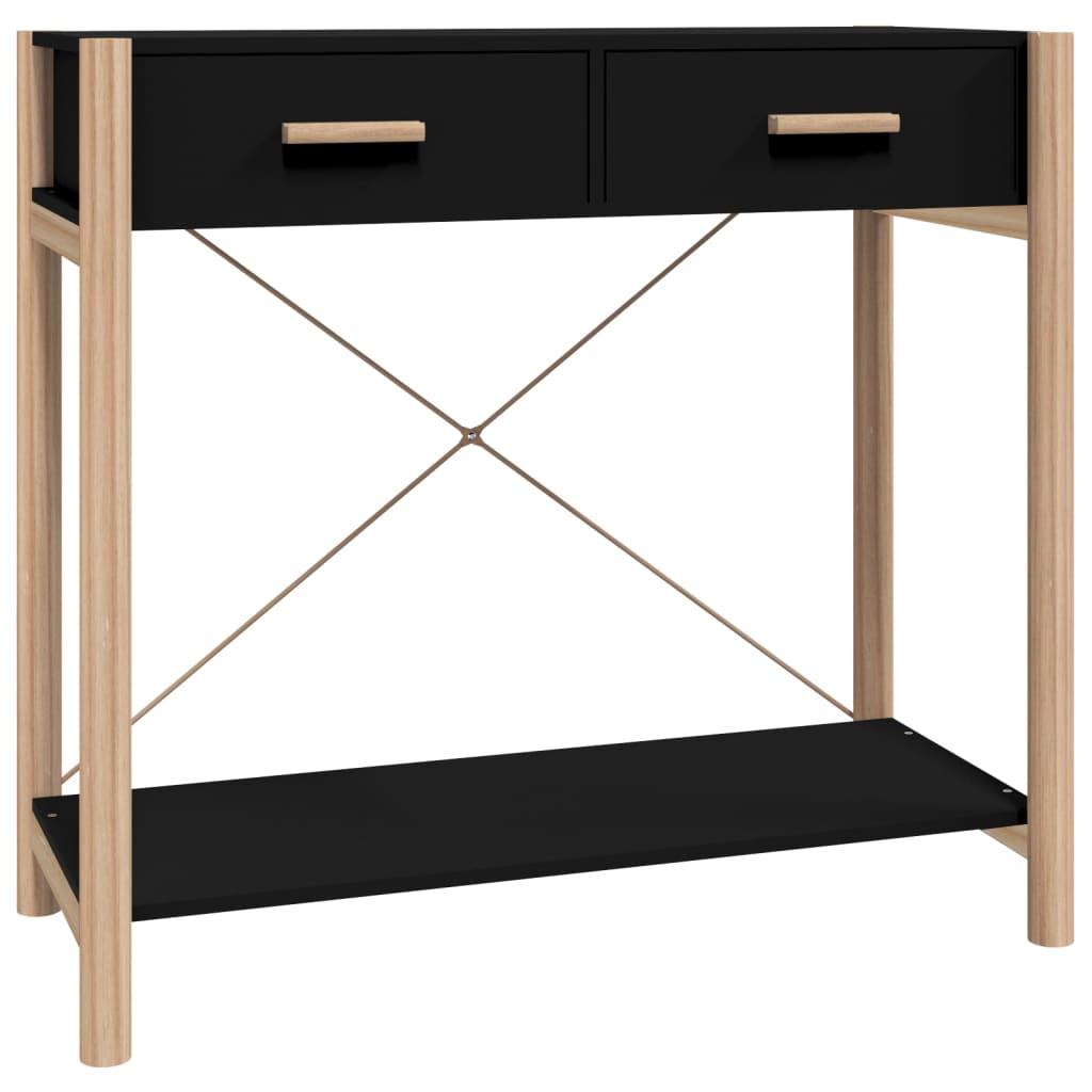 Mesa consola de madera contrachapada negro 82x38x75 cm - Imagen 2