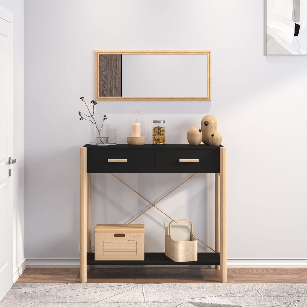Mesa consola de madera contrachapada negro 82x38x75 cm - Imagen 4