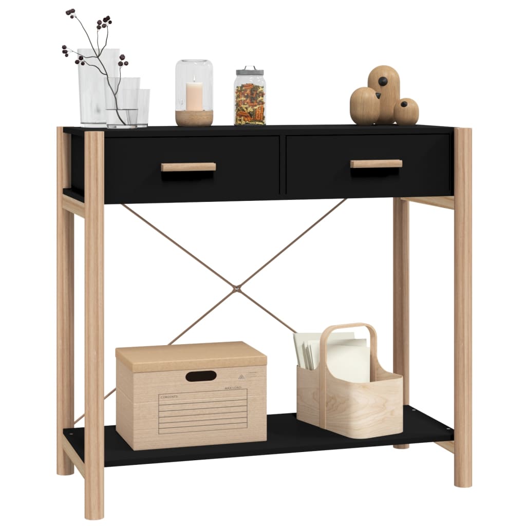 Mesa consola de madera contrachapada negro 82x38x75 cm - Imagen 5