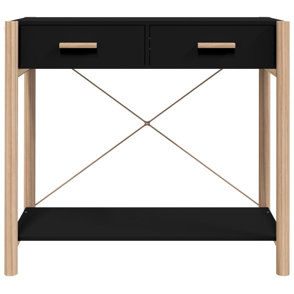Mesa consola de madera contrachapada negro 82x38x75 cm - Imagen 6