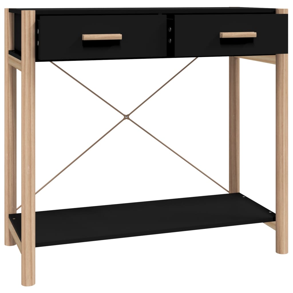 Mesa consola de madera contrachapada negro 82x38x75 cm - Imagen 8