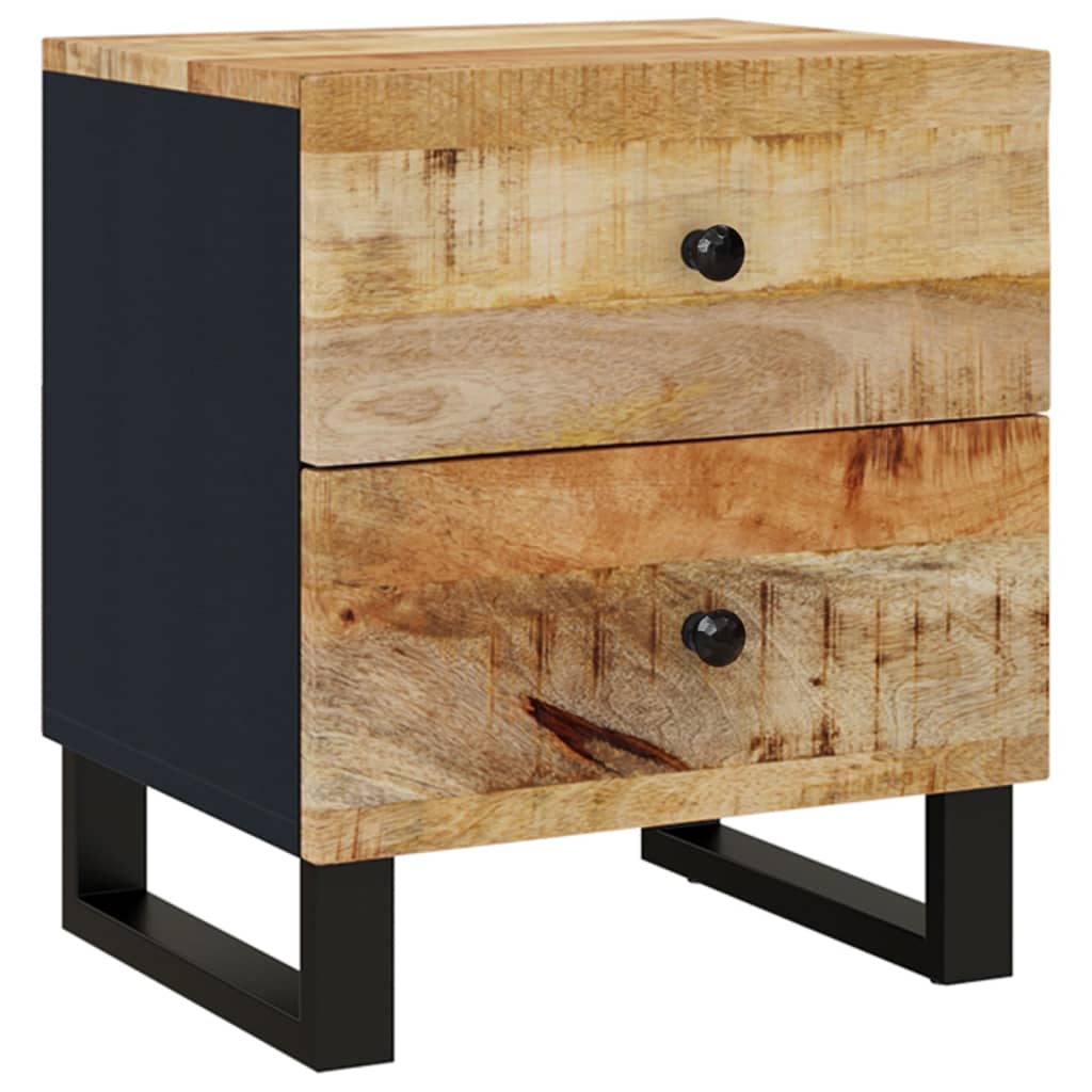 Mesita de noche de madera maciza de mango 40x33x46 cm - Imagen 2