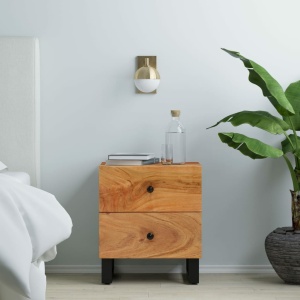 Mesita de noche de madera maciza de acacia 40x33x46 cm