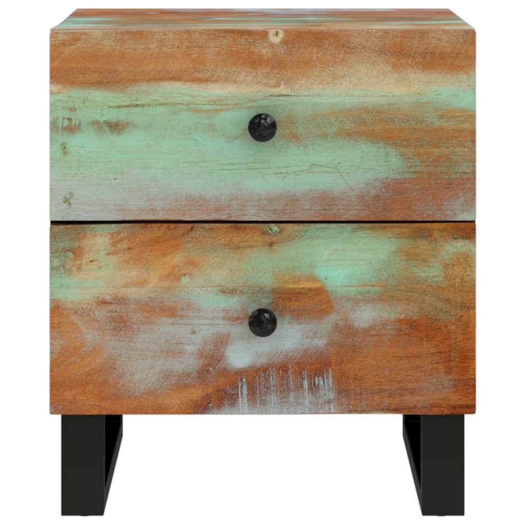Mesita de noche de madera maciza reciclada 40x33x46 cm - Imagen 3