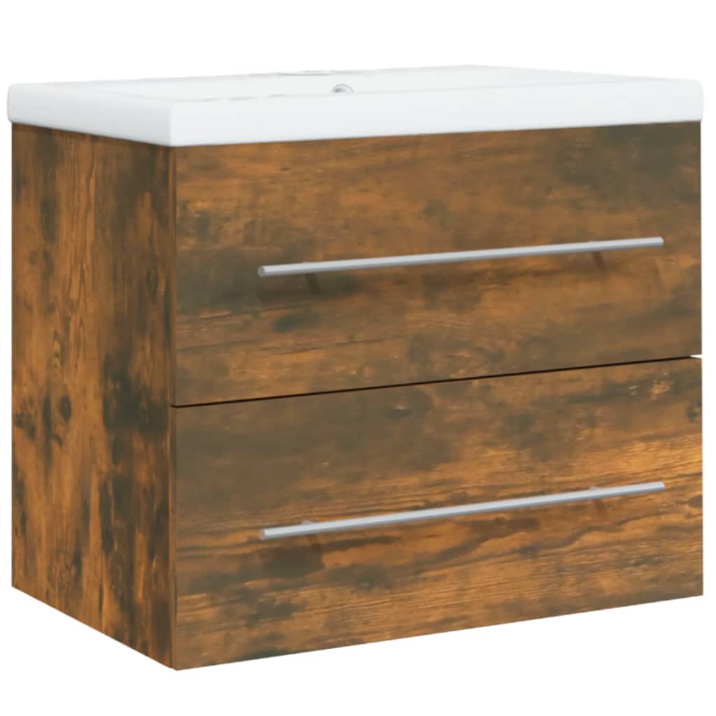 Mueble de baño con lavabo madera contrachapada roble ahumado - Imagen 2