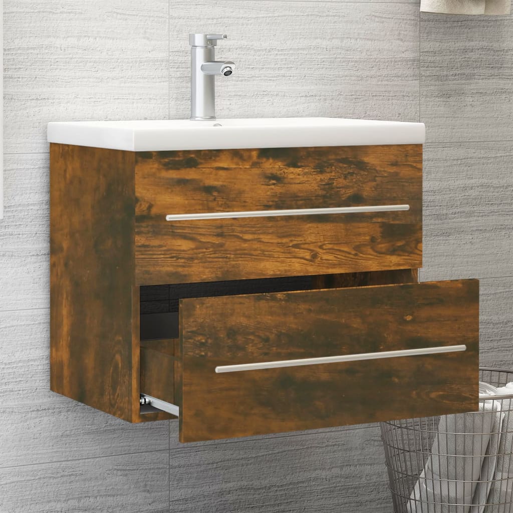 Mueble de baño con lavabo madera contrachapada roble ahumado - Imagen 3