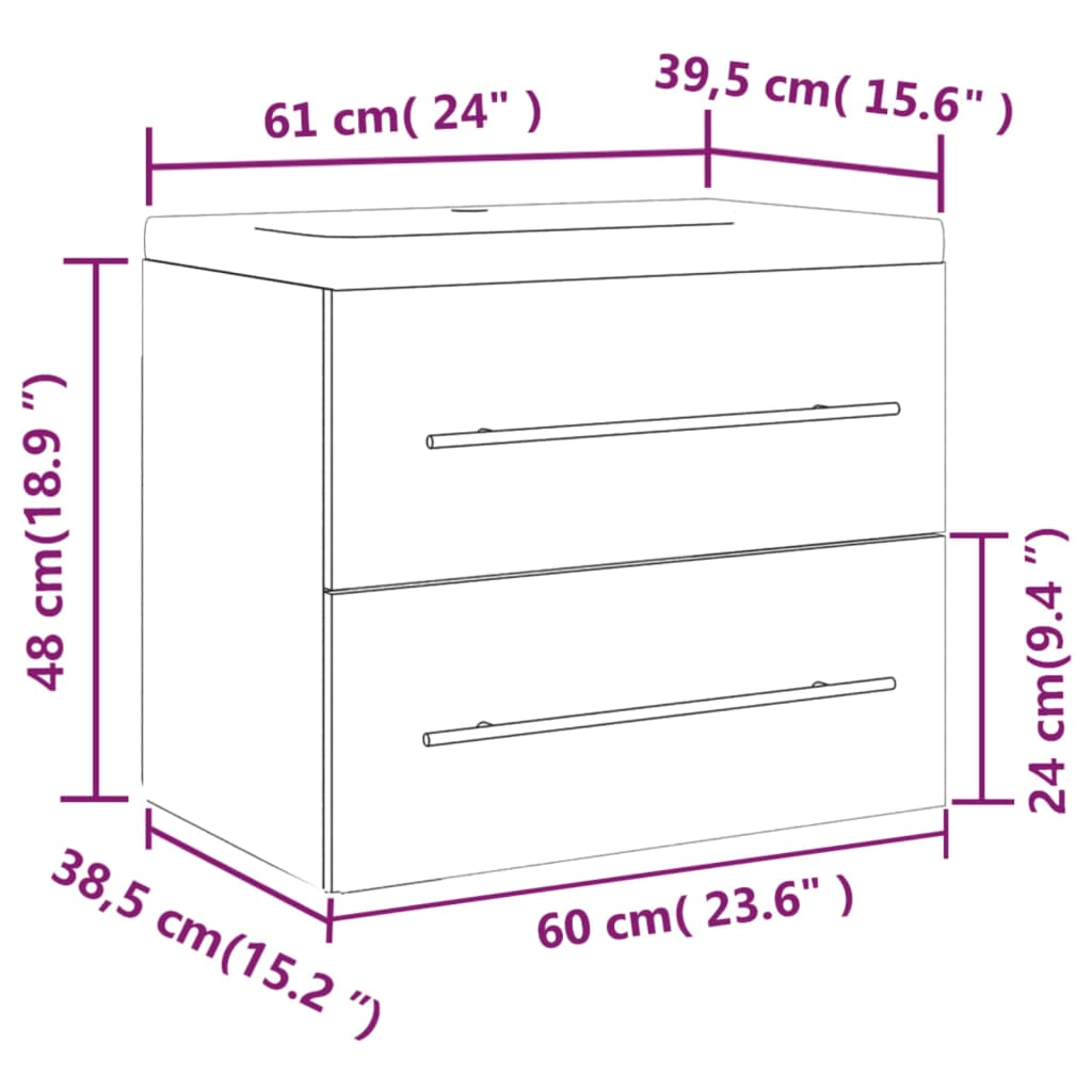 Mueble de baño con lavabo madera contrachapada roble ahumado - Imagen 12