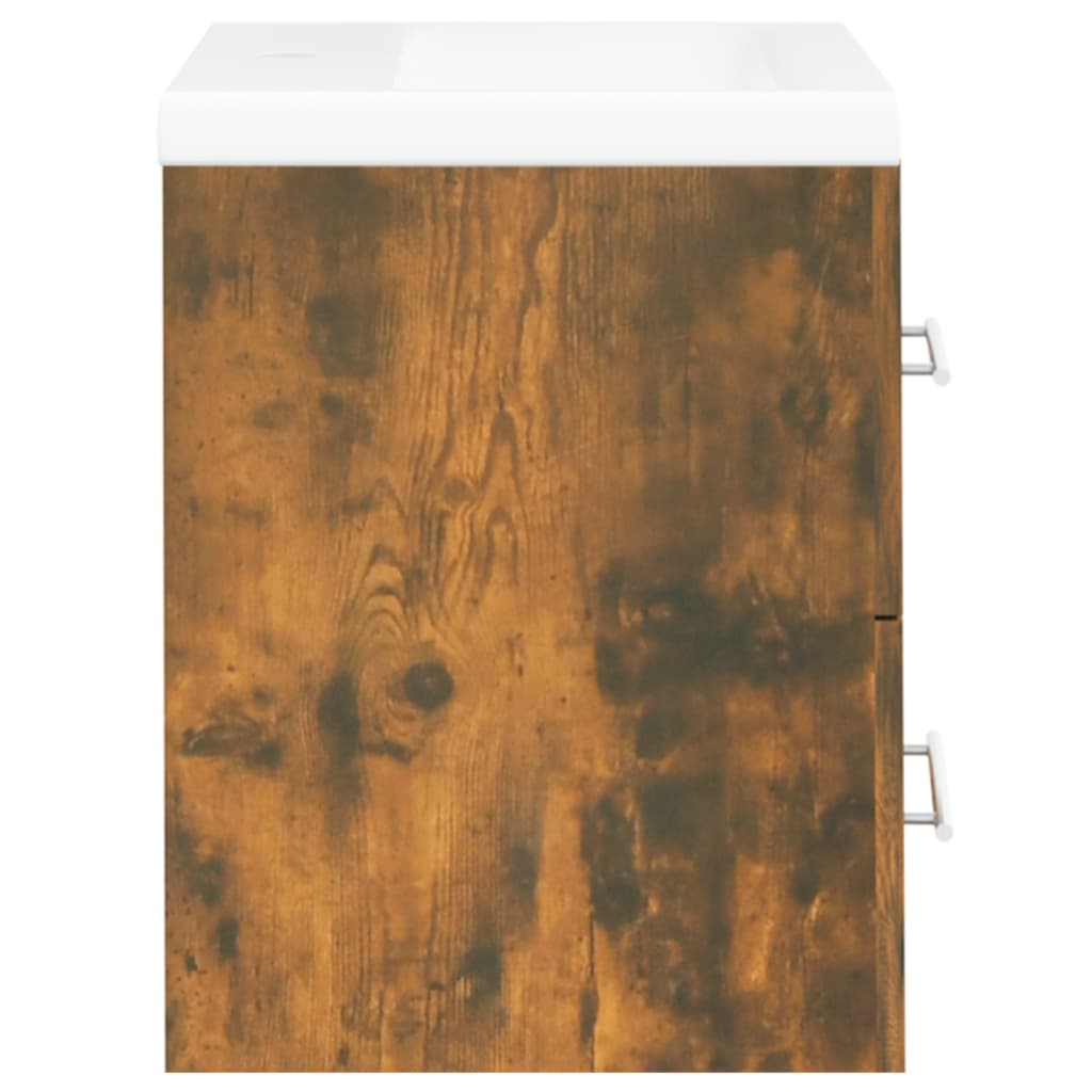 Mueble de baño con lavabo madera contrachapada roble ahumado - Imagen 6