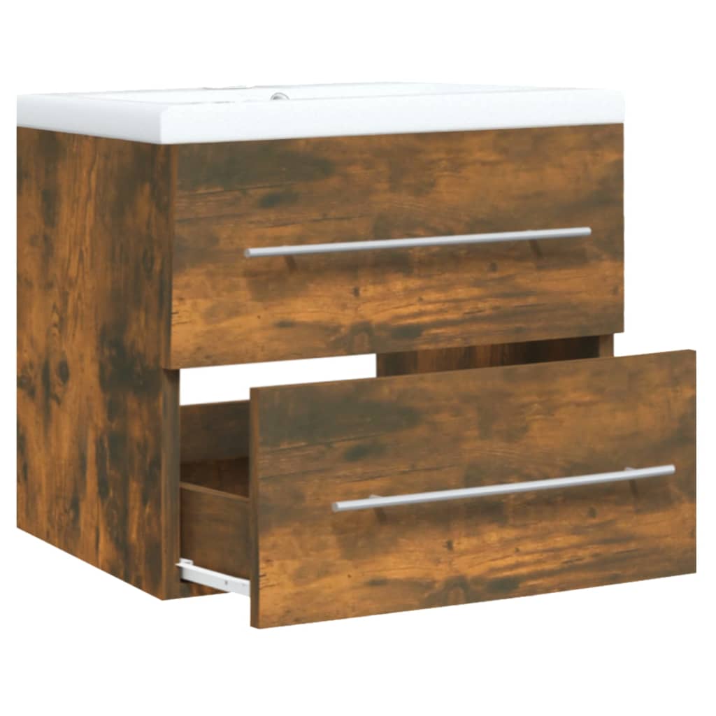 Mueble de baño con lavabo madera contrachapada roble ahumado - Imagen 7