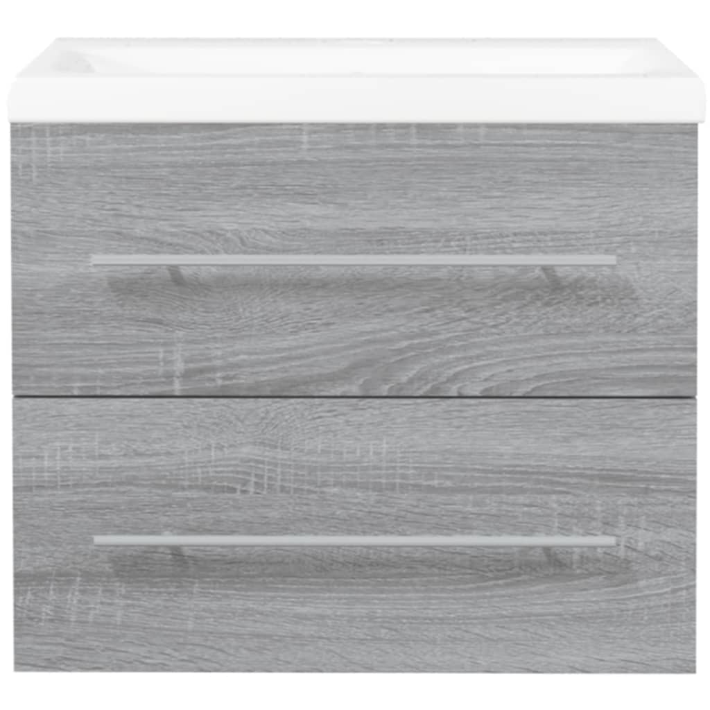 Mueble de baño con lavabo madera contrachapada gris Sonoma - Imagen 5