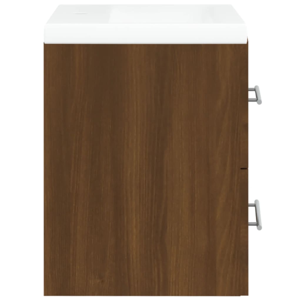 Mueble de baño con lavabo madera contrachapada marrón roble - Imagen 6