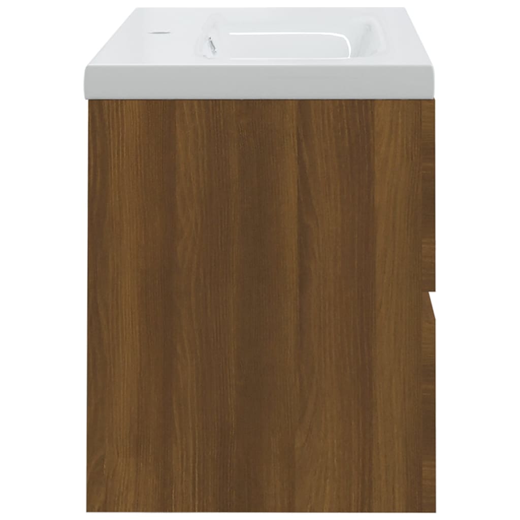 Mueble de baño con lavabo madera contrachapada marrón roble - Imagen 4