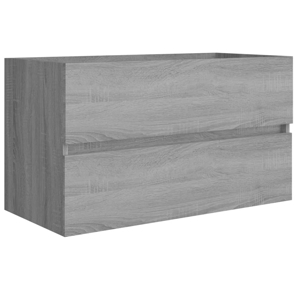 Mueble de baño con lavabo madera contrachapada gris Sonoma - Imagen 5