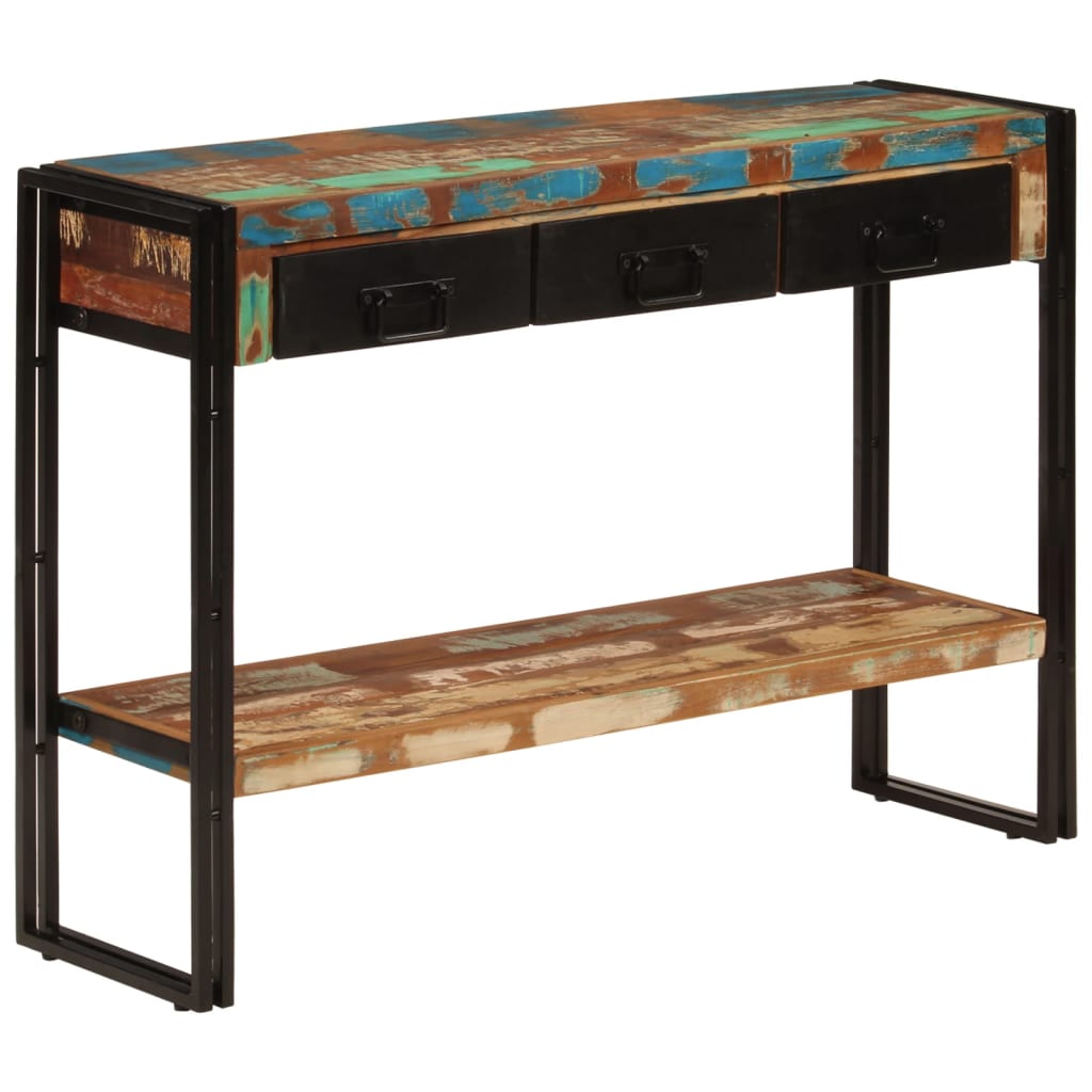 Mesa consola madera maciza reciclada 110x30x76 cm - Imagen 11