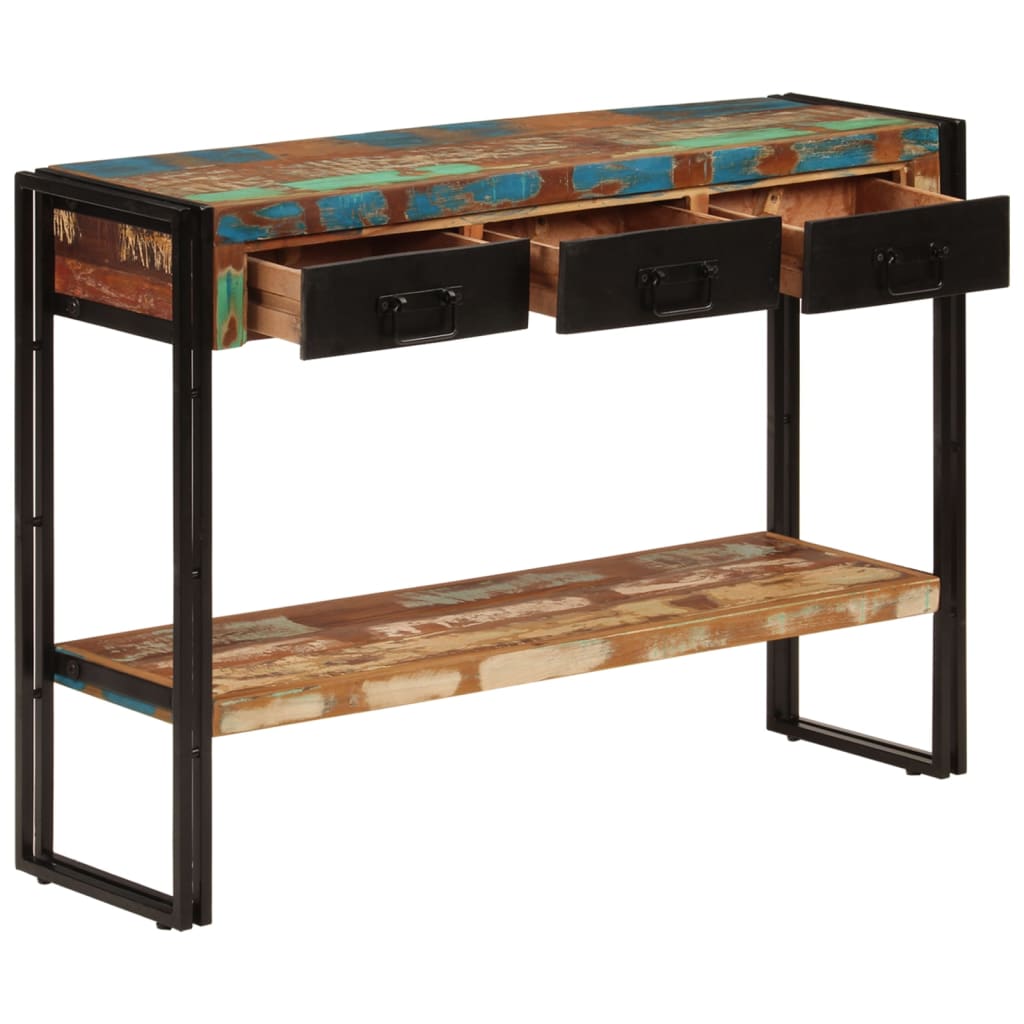 Mesa consola madera maciza reciclada 110x30x76 cm - Imagen 6
