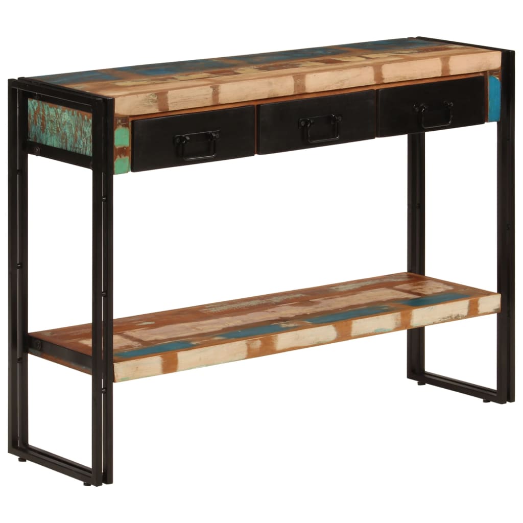 Mesa consola madera maciza reciclada 110x30x76 cm - Imagen 8