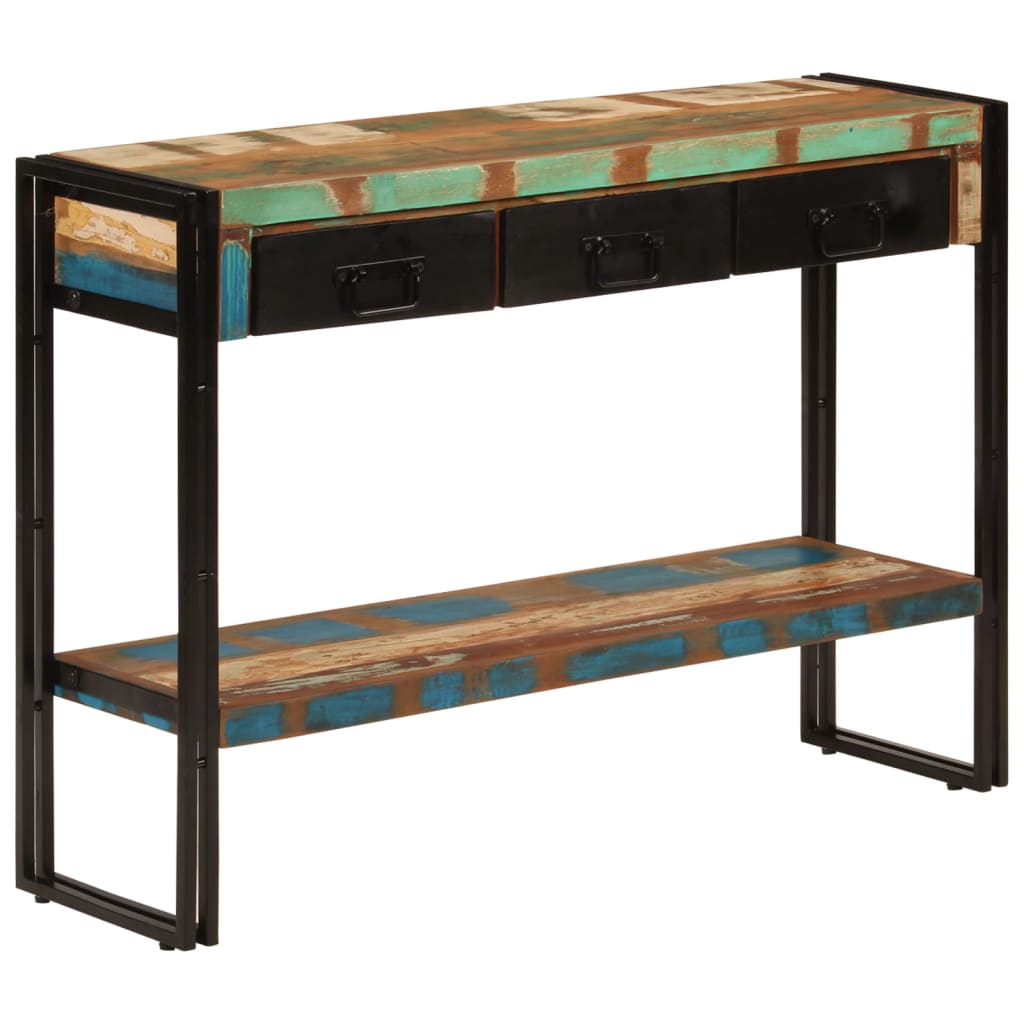 Mesa consola madera maciza reciclada 110x30x76 cm - Imagen 9