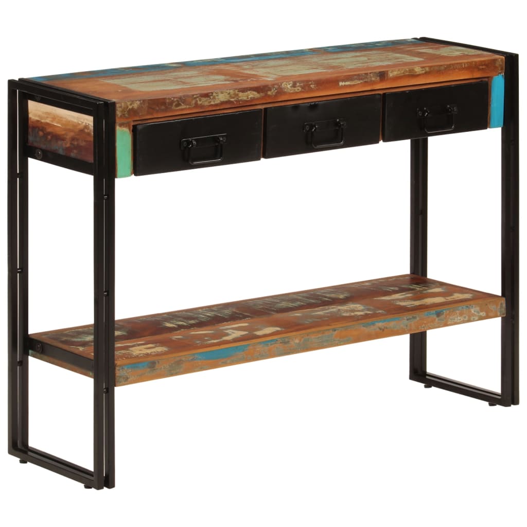 Mesa consola madera maciza reciclada 110x30x76 cm - Imagen 10