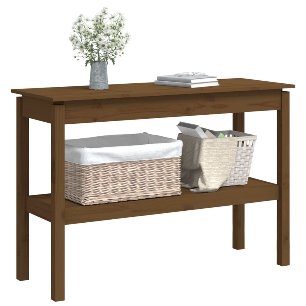 Mesa consola de madera maciza de pino marrón miel 110x40x75 cm - Imagen 3
