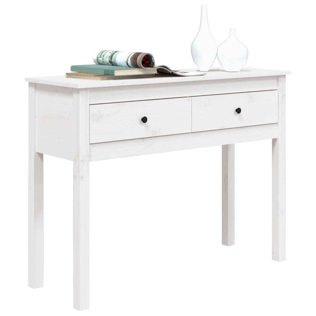 Mesa consola de madera maciza de pino blanco 100x35x75 cm - Imagen 4