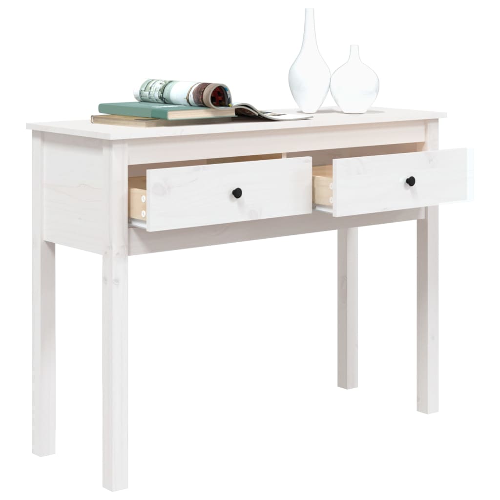 Mesa consola de madera maciza de pino blanco 100x35x75 cm - Imagen 5