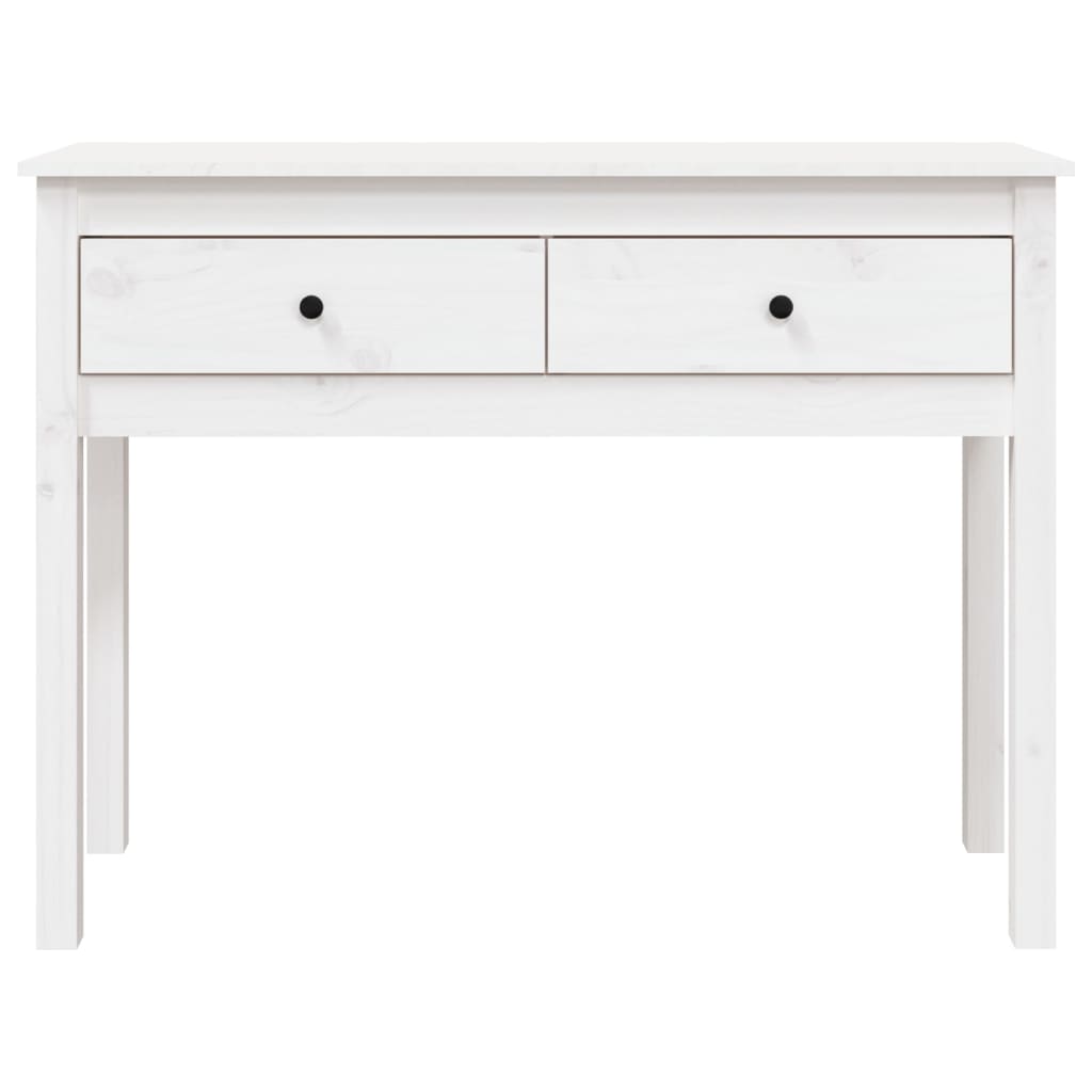 Mesa consola de madera maciza de pino blanco 100x35x75 cm - Imagen 6