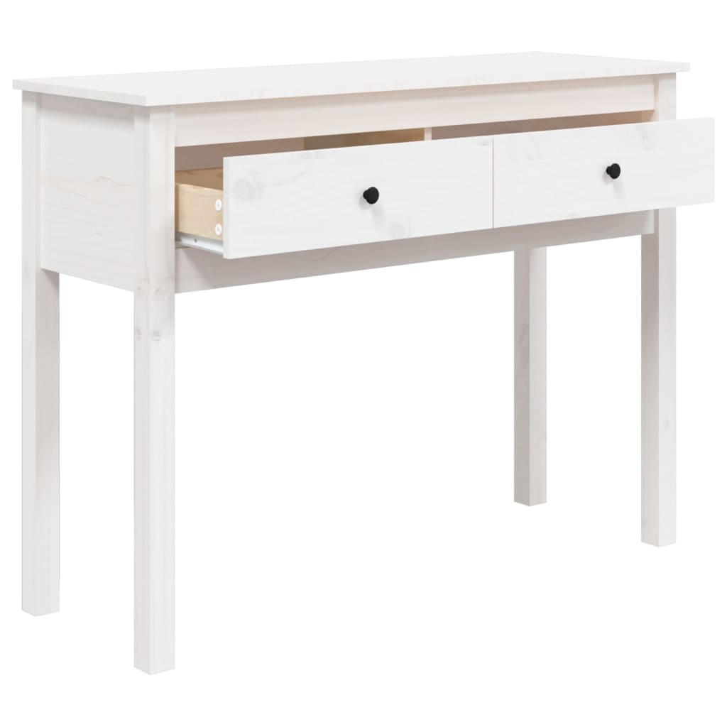 Mesa consola de madera maciza de pino blanco 100x35x75 cm - Imagen 7
