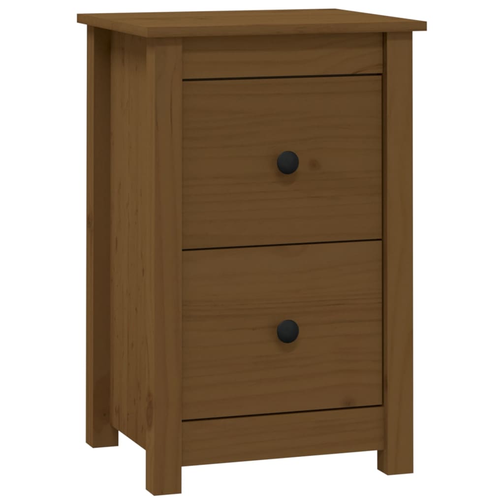 Mesita de noche madera maciza de pino marrón miel 40x35x61,5 cm - Imagen 2