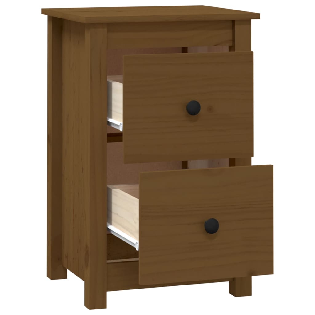 Mesita de noche madera maciza de pino marrón miel 40x35x61,5 cm - Imagen 4