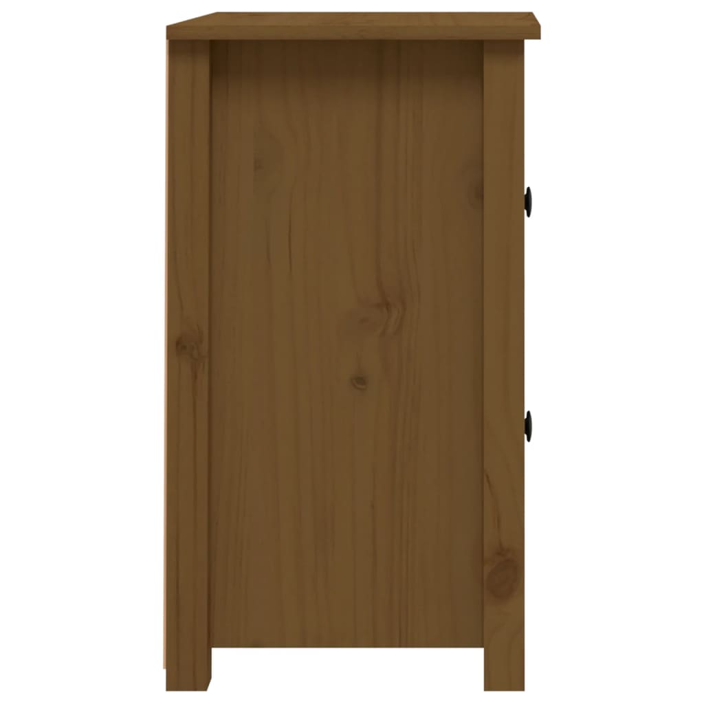 Mesita de noche madera maciza de pino marrón miel 40x35x61,5 cm - Imagen 5