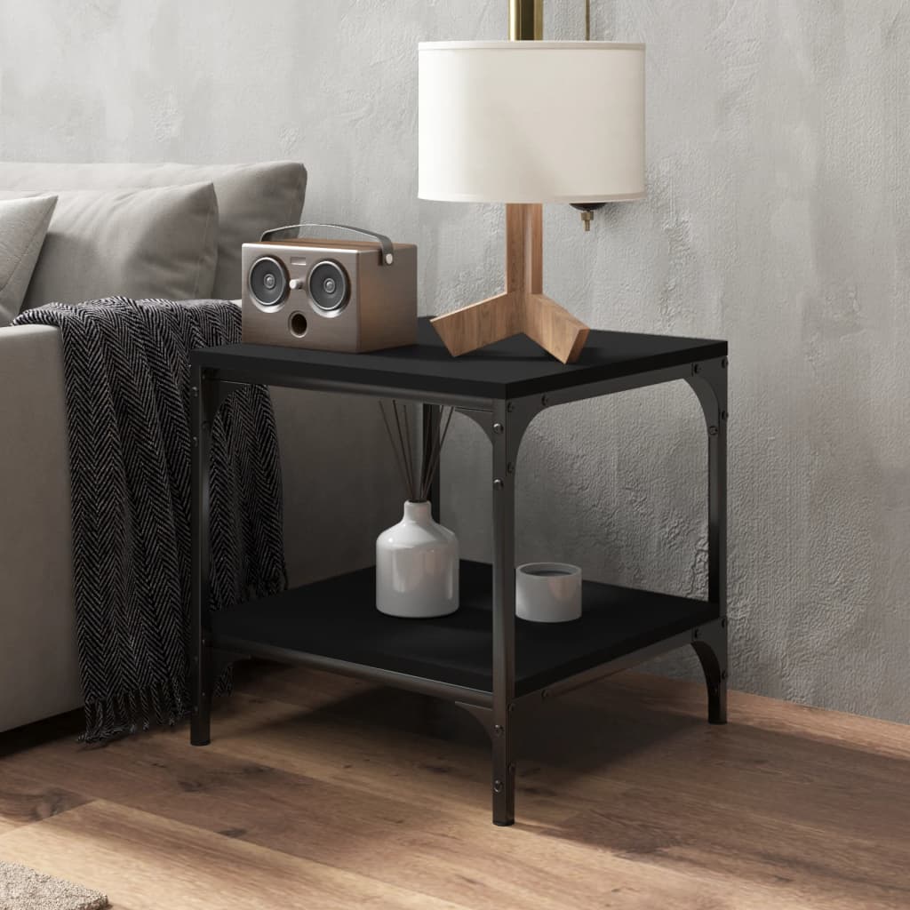 Mesa auxiliar de madera contrachapada negro 40x40x40 cm - Imagen 3