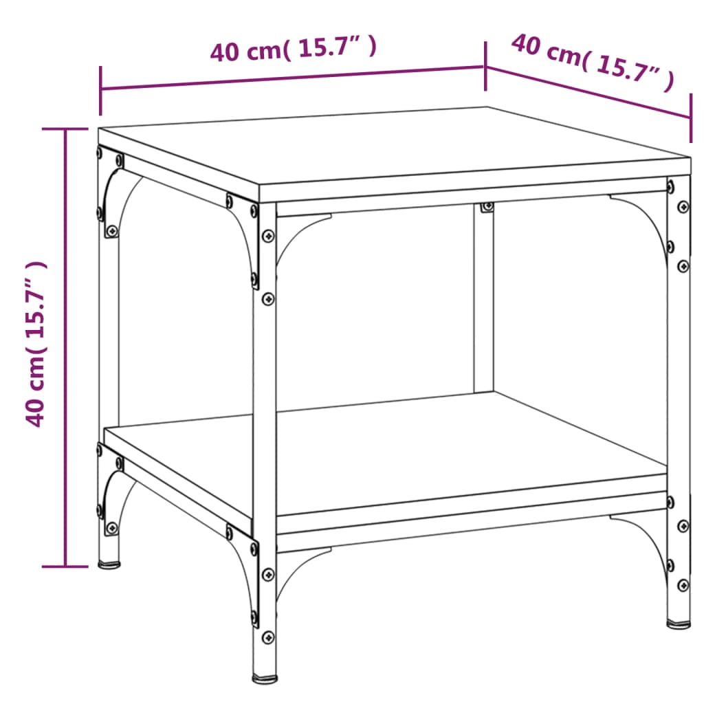 Mesa auxiliar de madera contrachapada negro 40x40x40 cm - Imagen 8