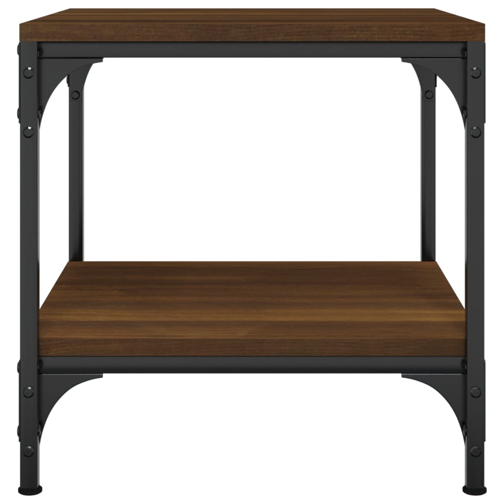 Mesa auxiliar de madera contrachapada marrón roble 40x40x40 cm - Imagen 4