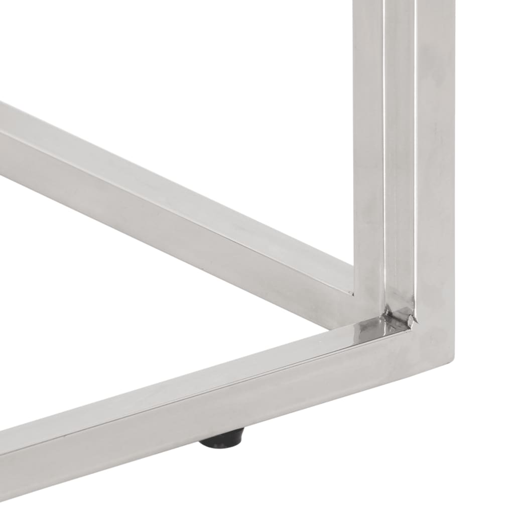 Mesa consola acero inoxidable plateado y vidrio templado - Imagen 7