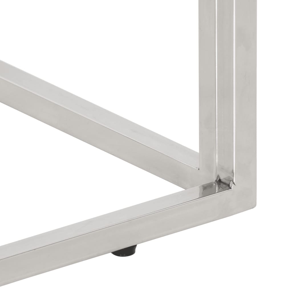 Mesa consola acero inoxidable plateado y vidrio templado - Imagen 7