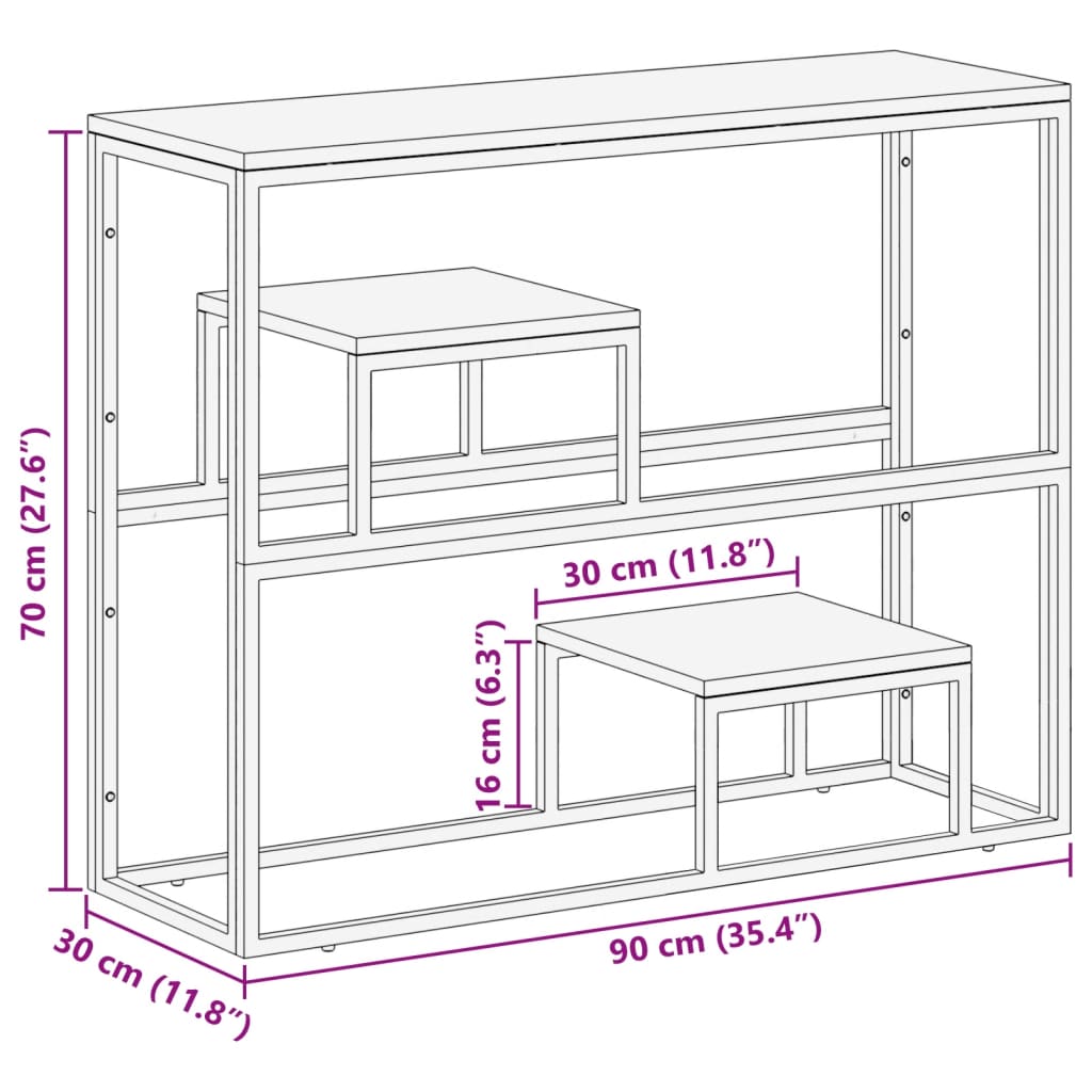 Mesa consola acero inoxidable madera maciza traviesa dorado - Imagen 9