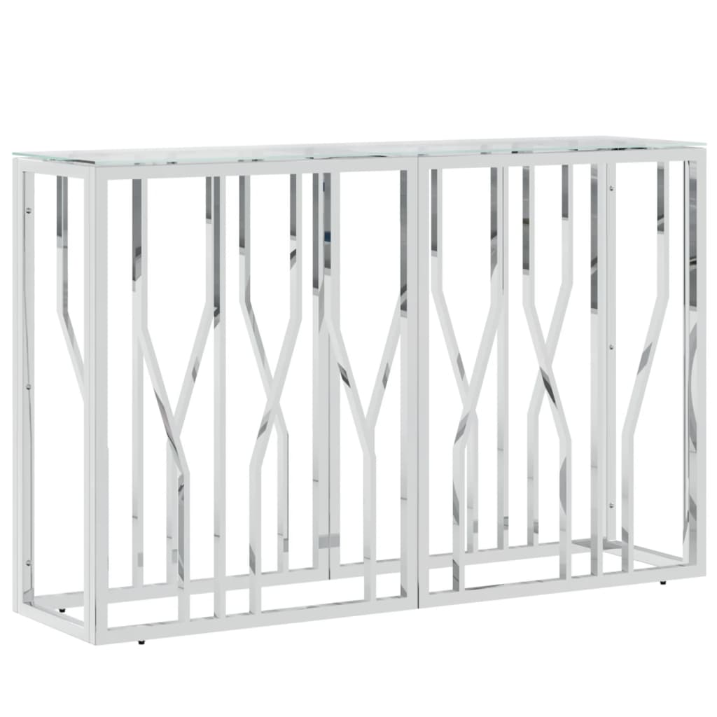 Mesa consola acero inoxidable y vidrio 110x30x70 cm - Imagen 2