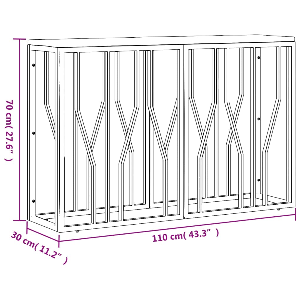 Mesa consola acero inoxidable y madera maciza reciclada dorada - Imagen 6