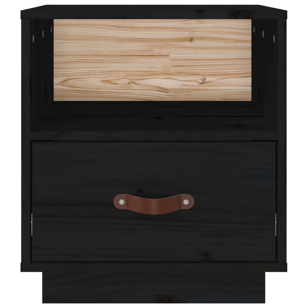 Mesita de noche madera maciza de pino negro 40x34x45 cm - Imagen 6