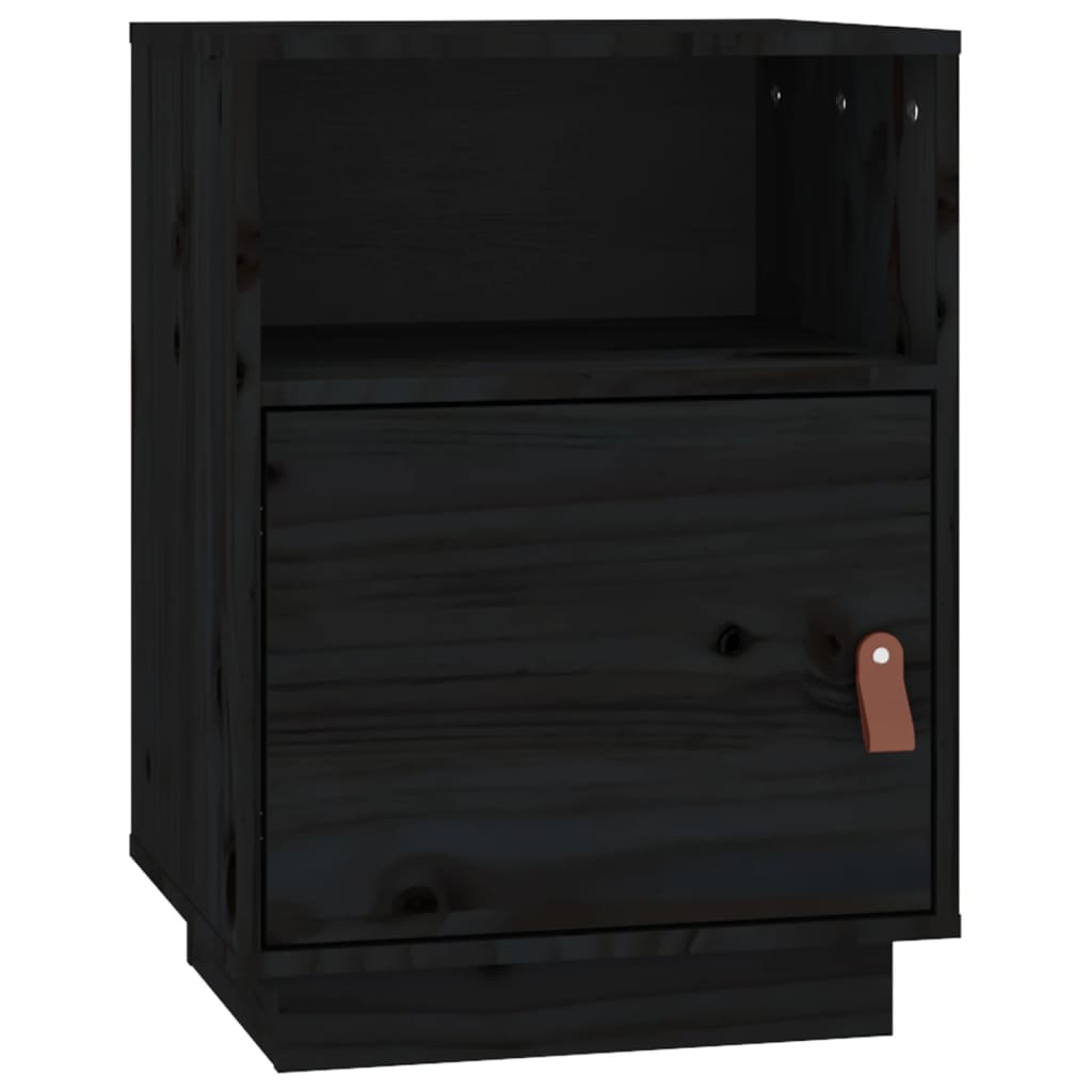 Mesita de noche madera maciza de pino negro 40x34x55 cm - Imagen 2