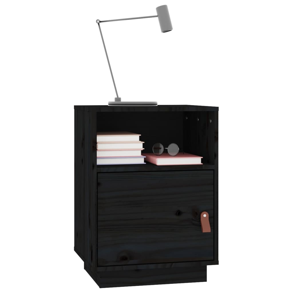 Mesita de noche madera maciza de pino negro 40x34x55 cm - Imagen 4