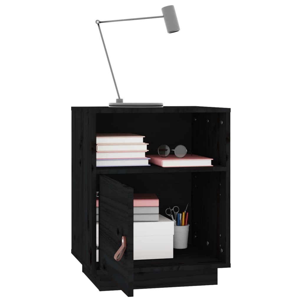Mesita de noche madera maciza de pino negro 40x34x55 cm - Imagen 5